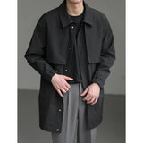 ChicMy-Fall Outfits -High-end Korean Fashion Mid-length Windbreaker Jacket Man 2024 Autumn New Loose Casual Lapel Men's Windbreaker Trench Coat Men