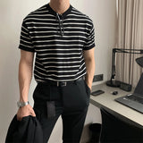 CHICMY-Graduation Gift Back to School Season New Arrival American Striped T Shirts Men Summer Round Neck Slim Fit Short-sleeved Bottoming Shirt Sports Gyms Fitness T-shirt