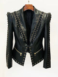 Chicmy-HIGH QUALITY Newest Fashion 2025 Designer Jacket Women's Rope Lacing Up Slim Fitting Leather Blazer