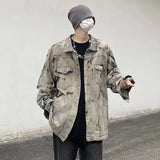 Chicmy-Men Gray Tie-dye Denim Jackets Coats Loose Vintage Jeans Jackets New Autumn Hip Hop Denim Coats Outwear Casual Jeans Coats