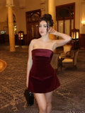 Chicmy-new years eve outfits Christmas party outfits Elegant Burgundy Sleeveless Slash-neck Mini Dress Sexy Bodycon Backless A-line Dresses 2024 Evening Club Party Women Vestidos