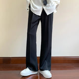 Chicmy-Summer Black Suit Pants Men Fashion Social Mens Dress Pants Korean Loose Bell-bottoms Pants Men Mens Office Formal Trousers