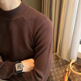 Chicmy-Winter Outfits Men chill guy Autumn Clothing Men's Luxury Knitted Pullover Sweater Casual Korean Solid Color Long Sleeve Basic Shirt Leisure Slim Knitwear