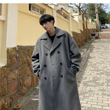 Chicmy-Long Dust Coat Men Winter Korean-style Trench Mens Solid Double Breasted Woolen Cloth Coat Loose Casual Trenchcoat Outwear