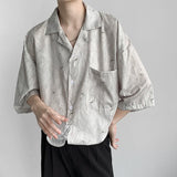 CHICMY-2024 New High-quality Ice Silk Shirts for Men Short Sleeve Summer Cuban Collar Shirt Korean Fashion Drape Loose Men Dress Shirt