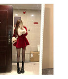 Chicmy-Christmas Party Dresses Winter Red Warm Christmas Two Piece Set Women Korean Fashion Sweet Skirt Suit Female Long Sleeve Vintage New Year Set 2024 New