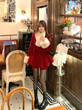 Chicmy-Christmas Party Dresses Winter Red Warm Christmas Two Piece Set Women Korean Fashion Sweet Skirt Suit Female Long Sleeve Vintage New Year Set 2024 New