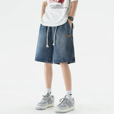 Chicmy-Summer Denim Shorts Men's Thin Loose Straight Knee-length Shorts Elastic Waist Baggy Short Jeans Male Brand Clothes