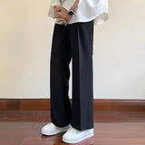 Chicmy-Summer Black Suit Pants Men Fashion Social Mens Dress Pants Korean Loose Bell-bottoms Pants Men Mens Office Formal Trousers