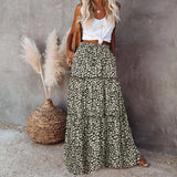 CHICMY-Bohemian Skirt Commuting Boho Ethnic Print Maxi Skirt Vintage Patchwork A-line Pleated Vacation Skirt Soft Breathable Full