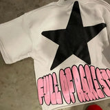 Chicmy-High Street Goth Pink Star Printed T-shirt Street clothing y2k top oversized graphic T-shirt Harajuku short sleeve men wear