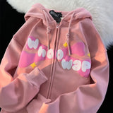 Chicmy-Harajuku Devil Embroidery Hoodies Women Japanese Sweet Streetwear Cartoon Loose Sweatshirt Couple Zip Up Hoodie Goth Y2k Clothes