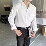 ChicMy-Fall Outfits -Men's Outfits Autumn Clothing Men's Luxury Suit Collar Draped Shirts Retro Leisure Korean Popular Clothes Button-down Long Sleeve Solid Color