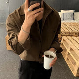 ChicMy-Fall Outfits -Men's Outfits Autumn Clothing Men's Luxury Suit Collar Draped Shirts Retro Leisure Korean Popular Clothes Button-down Long Sleeve Solid Color