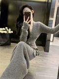 Chicmy-Christmas Party Dresses Winter Vintage Elegant 2 Piece Set Women V-neck Y2k Chic Kintted Skirt Suit Female Korean Fashion Casual Retro Sweater Set 2024