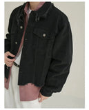 ChicMy-Fall Outfits -Autumn/Winter Coat Jacket INS Style Street Fashion Short Raw Edge Denim Jacket