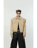 ChicMy-Fall Outfits -Autumn/Winter Coat Jacket INS Style Street Fashion Short Zipped Jacket with Shoulder Pads