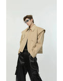 ChicMy-Fall Outfits -Autumn/Winter Coat Jacket INS Style Street Fashion Short Zipped Jacket with Shoulder Pads