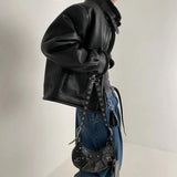 ChicMy-Fall Outfits -Autumn/Winter Coat Jacket INS Style Street Fashion Stand Collar Motorcycle Leather Jacket