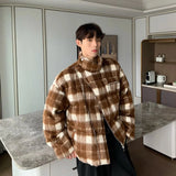 ChicMy-Fall Outfits -Autumn/Winter Coat Jacket INS Style Street Fashion Stand Collar Plaid Padded Coat