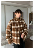 ChicMy-Fall Outfits -Autumn/Winter Coat Jacket INS Style Street Fashion Stand Collar Plaid Padded Coat