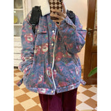 ChicMy-Fall Outfits -Autumn/Winter Coat Jacket INS Style Street Fashion Strawberry Print Denim Jacket