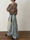 Chicmy- Wide Leg Distressed Denim Pants