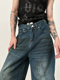 Chicmy- Wide-Leg Faded Denim Pants