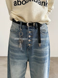 Chicmy- Wide-Leg High-Waist Button-Up Jeans