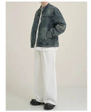 ChicMy-Fall Outfits -Autumn/Winter Coat Jacket INS Style Street Fashion Zip Washed Stand Collar Denim Jacket