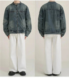 ChicMy-Fall Outfits -Autumn/Winter Coat Jacket INS Style Street Fashion Zip Washed Stand Collar Denim Jacket