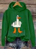 Chicmy- Funny Big White Goose Funny Cotton-Blend Animal Casual Hoodie