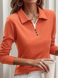 Chicmy- Loose Casual Plain Shawl Collar Blouse