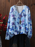 Chicmy-Winter Outfits Women's 3D Butterfly Full Frint Fall Winter V-Neck Sweater