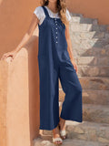 CHICMY- Retro Solid Buttoned Pocket Jumpsuit