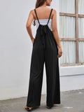 CHICMY- Women's Summer Jumpsuits High Waist Open Back Wide Leg Overall Jumpsuit