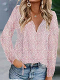 Chicmy- Loose Casual Ditsy Floral V Neck Blouse