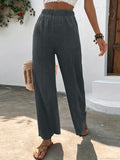 Chicmy- Loose Plain Casual Drawstring Pants