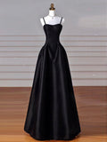 Chicmy-Cyber Monday Christmas party outfits Elegant Black A-Line Satin Long Prom Dress Long Prom Dress B531