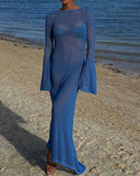 Chicmy-Sheer Crochet Knitted Long Swimsuit Cover Ups Maxi Beach Dress