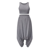 CHICMY-  Womens Casual Two Piece Set Sports Sleeveless T-shirt and Wide Leg Trousers Pant