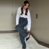 Chicmy-Designer Embossed Eexture High Waist Denim Jeans For Woman Y2K Streetwear Straight Leg Baggy Pants Women Trendy Casual Trousers