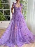 Chicmy-Aesthetic 3D Crochet Butterly Embroidered Tulle Prom Dress