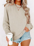 Chicmy- Knitted Crew Neck Casual Plain Sweatshirt