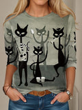 Chicmy- Cat Print Casual T-Shirt