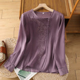 Chicmy- Casual Cotton Crew Neck Blouse