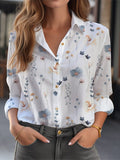 Chicmy- Casual Floral Shirt Collar Loose Shirt