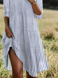 Chicmy- Casual Striped Crew Neck Loose Dress