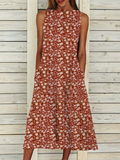 Chicmy- Ditsy Floral JFN Boatneck  Sleeveless Casual Midi Dresses