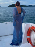 Chicmy-Sheer Crochet Knitted Long Swimsuit Cover Ups Maxi Beach Dress